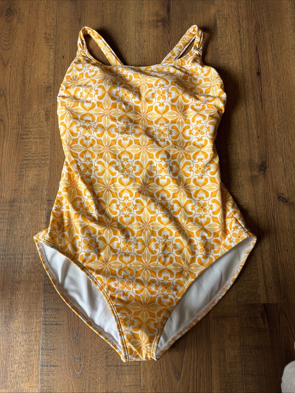 Yellow Tile-Print One-Piece Swimsuit - Women new with no tags
